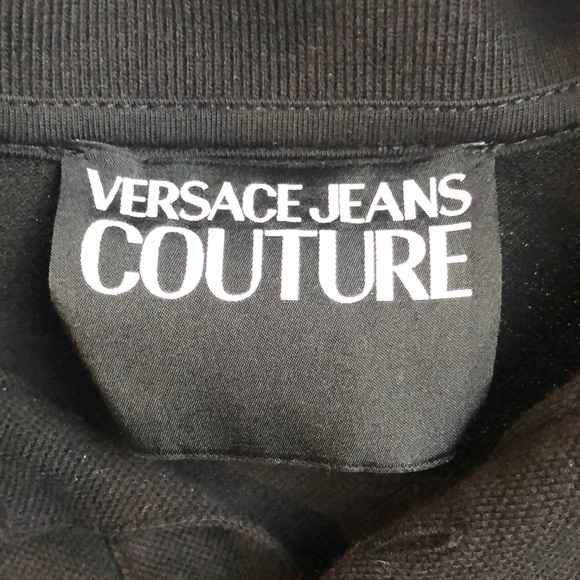Versace Jeans Couture Men's Black Cotton Baroque Collar Polo - Picture 8 of 11